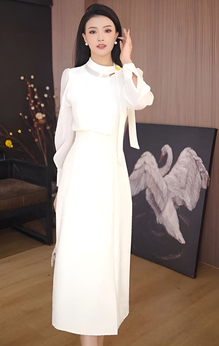 小香风优雅通勤连衣裙女2025春秋新款长袖裙子别致超好看长裙潮