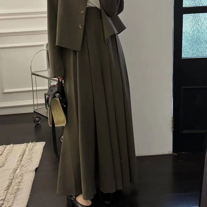 小香风穿搭一整套女冬季新款蝴蝶结西装外套百褶裙小香风两件套装