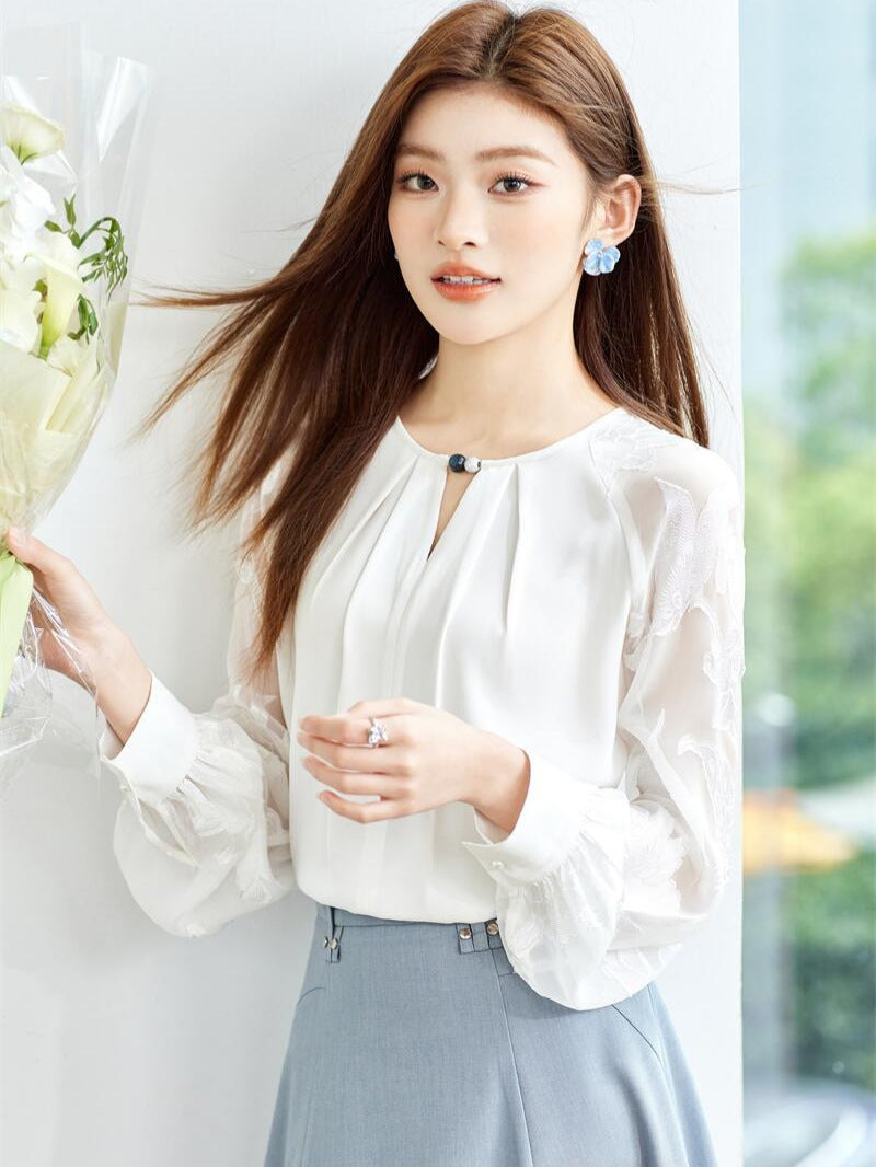 新款长袖衬衫女士寸衫职业修身工作服正装衬衣白色气质洋气显瘦
