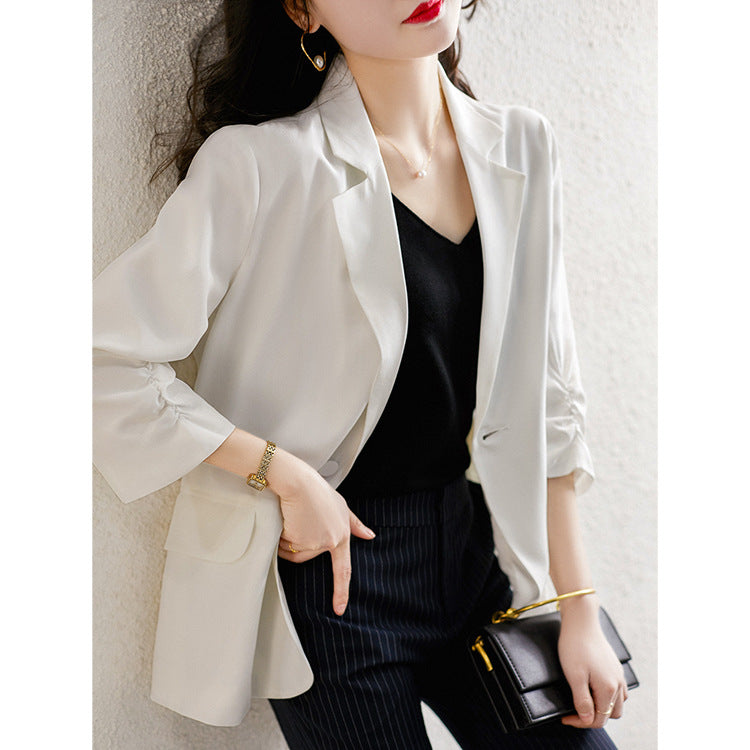 2025新款春夏季高端气质西装外套女胖mm显瘦上衣休闲西服大码女装